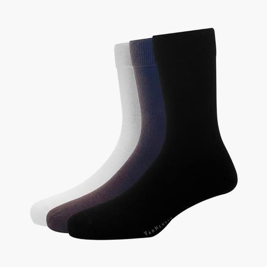 van heusen men textured ankle-length socks - pack of 3