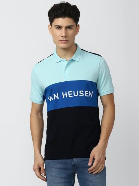 van heusen multi cotton regular fit colour block polo t-shirts