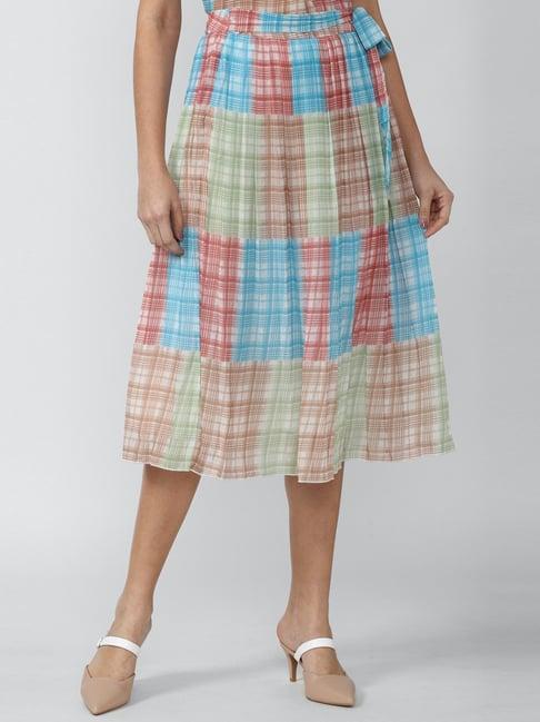 van heusen multicolored chequered a-line skirt