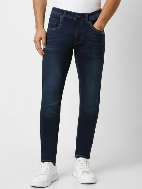 van heusen navy cotton skinny fit jeans