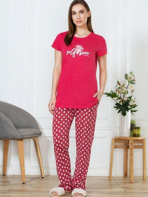 van heusen pink printed pyjamas