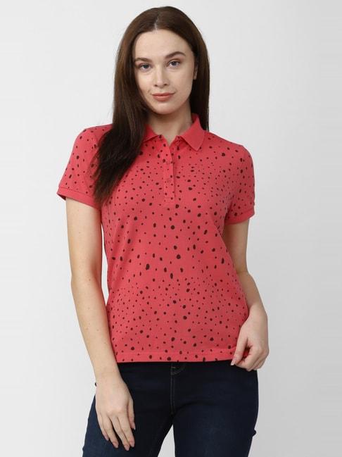 van heusen red cotton printed t-shirt