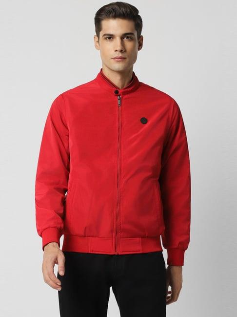 van heusen red cotton regular fit jacket