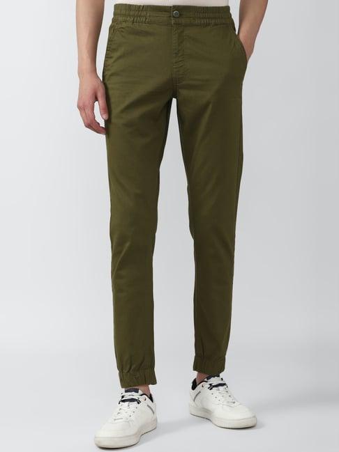van heusen sport green cotton regular fit jogger pants