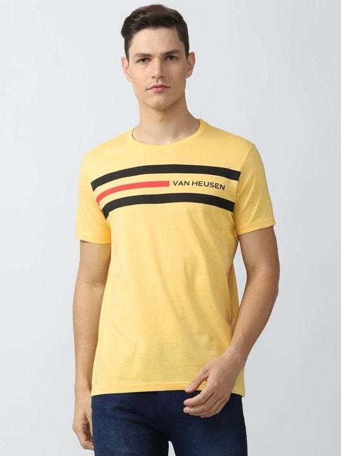 van heusen sport yellow cotton regular fit t-shirt