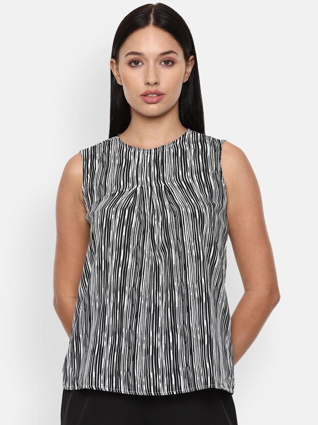 van heusen woman black & white striped regular top