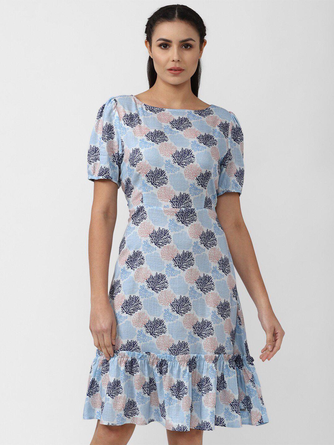 van heusen woman blue floral printed drop-waist dress