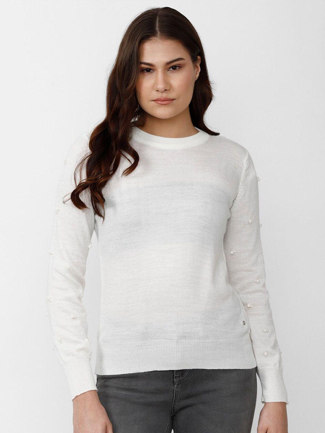 van heusen woman embellished pure cotton pullover sweater
