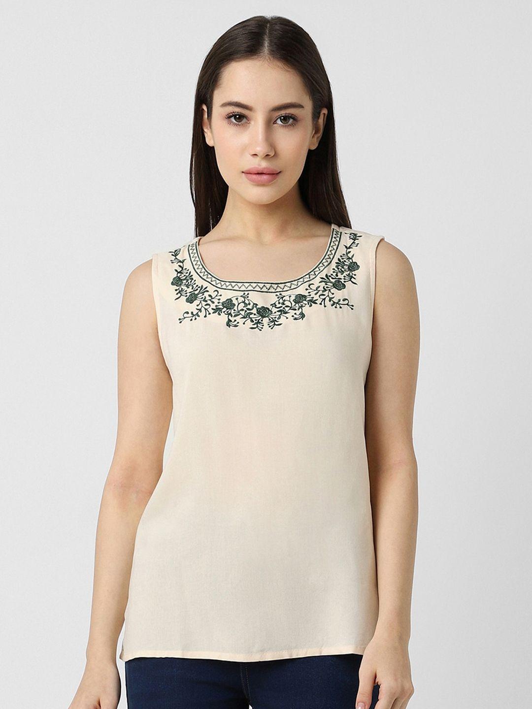 van heusen woman floral embroidered sleeveless a-line top
