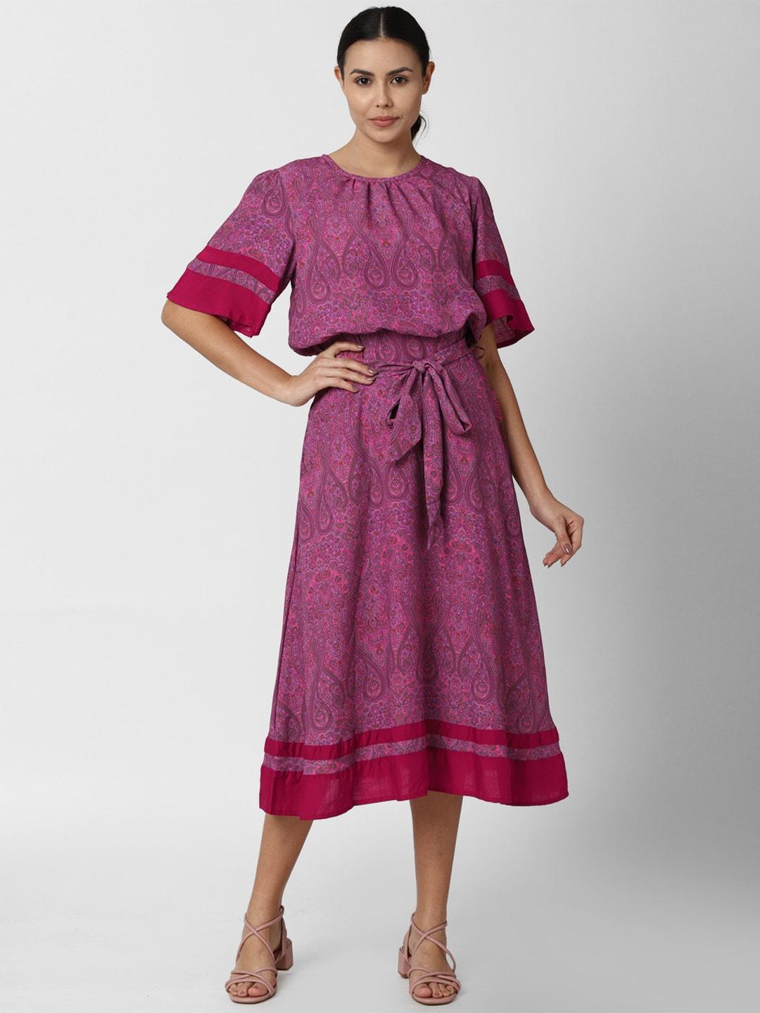 van heusen woman purple ethnic motifs midi dress