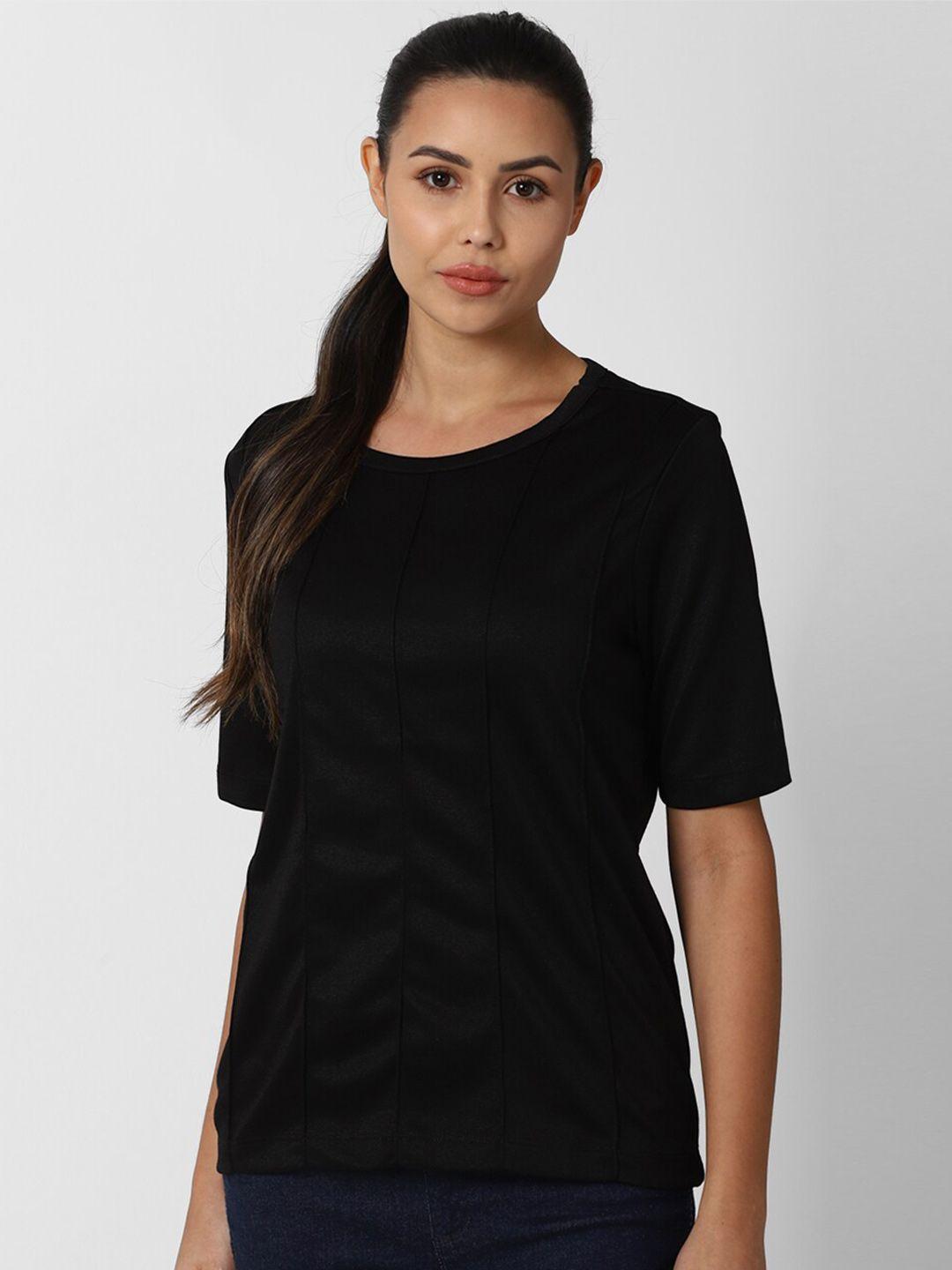 van heusen woman women black striped regular fit t-shirt