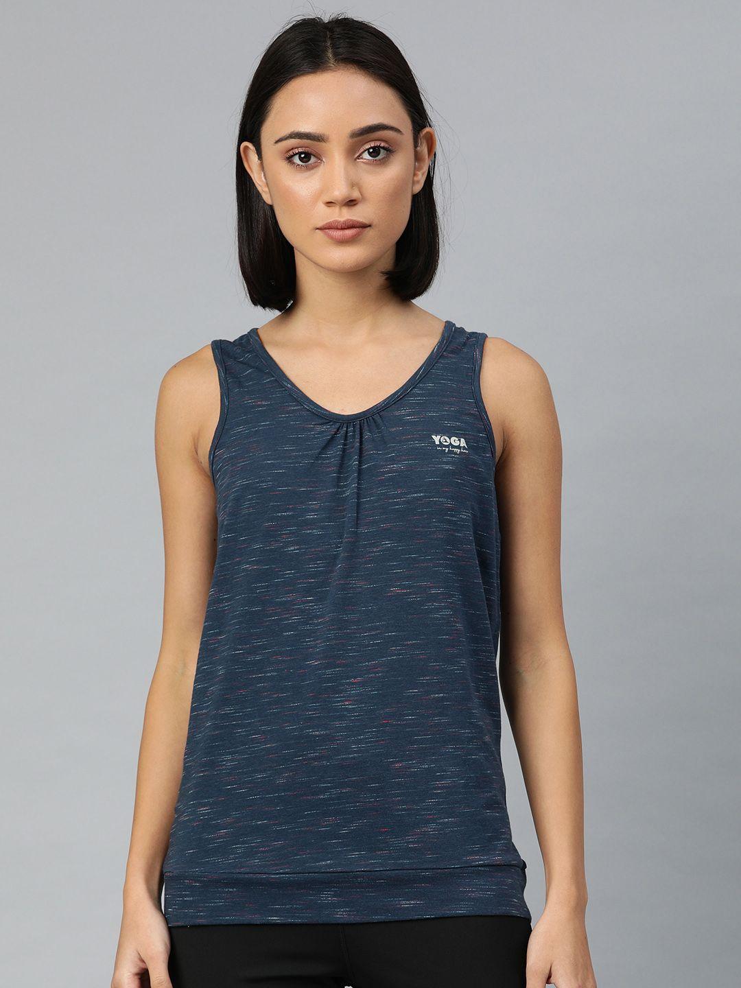 van heusen women navy blue solid yoga t-shirt