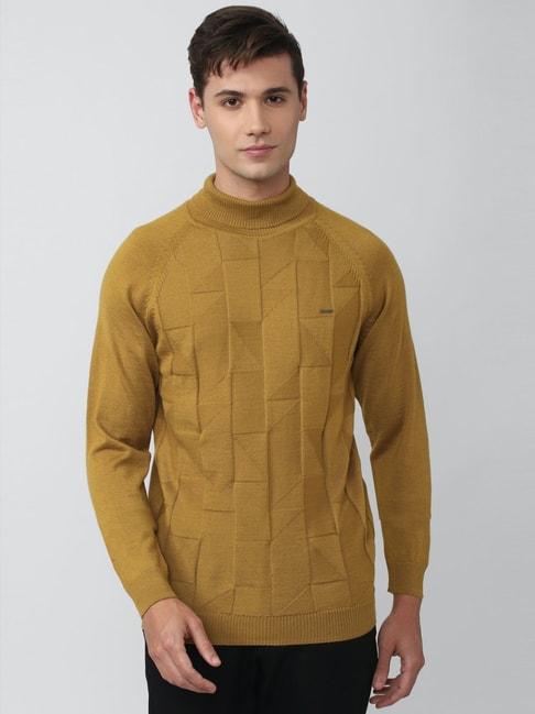 van heusen yellow regular fit texture sweater