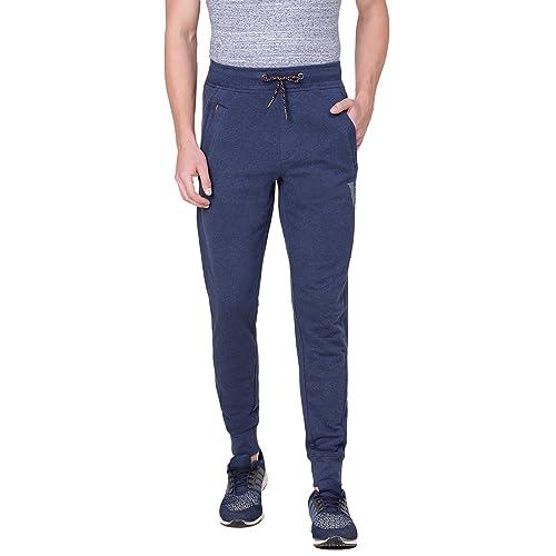 van heusen athleisure men regular fit joggers - cotton rich - smart tech, easy stain release, anti stat, ultra soft, moisture wicking_50044_blue melange_xl