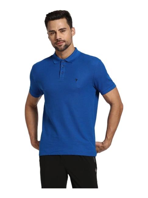 van heusen athleisure regular fit colour fresh moisture wicking solid polo t-shirt - lapis blue