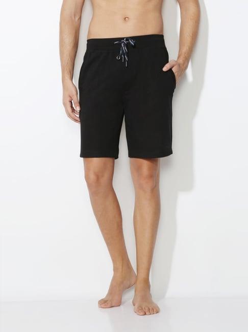 van heusen athleisure regular fit smart tech easy stain release solid knit shorts - black