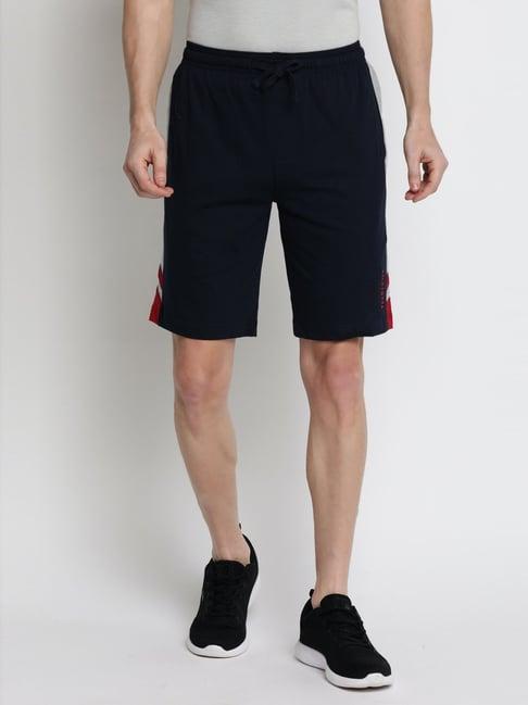 van heusen athleisure regular fit smart tech easy stain release solid knit shorts - navy