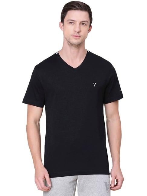 van heusen athleisure regular fit smart tech easy stain release solid t-shirt - black