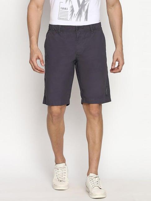 van heusen athleisure regular fit soft touch functional pockets shorts - gunmetal