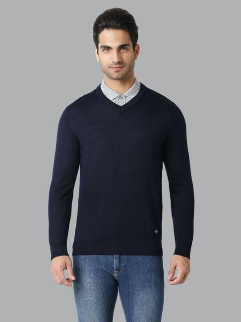 van heusen athleisure regular fit v-neck long sleeve sweater - navy