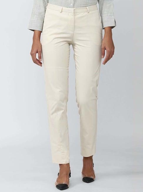 van heusen beige cotton mid rise pants