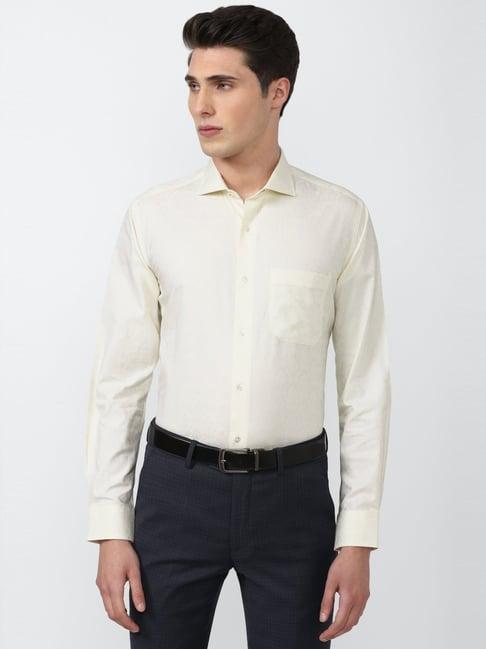 van heusen beige cotton regular fit shirt