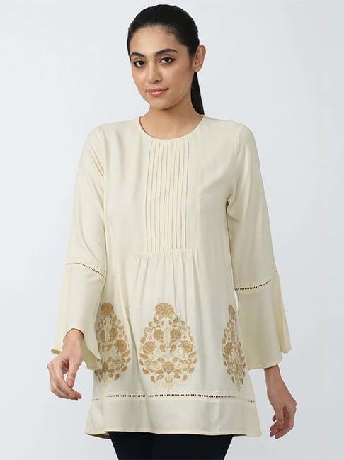 van heusen beige embroidered tunic