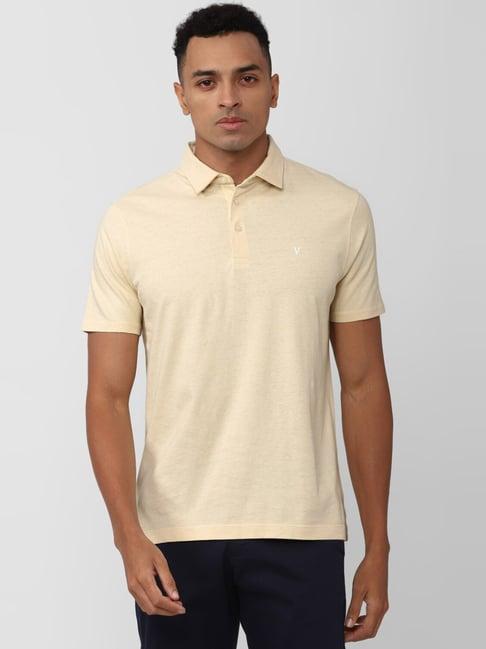 van heusen beige linen regular fit polo t-shirt