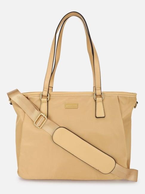 van heusen beige pu solid tote handbag