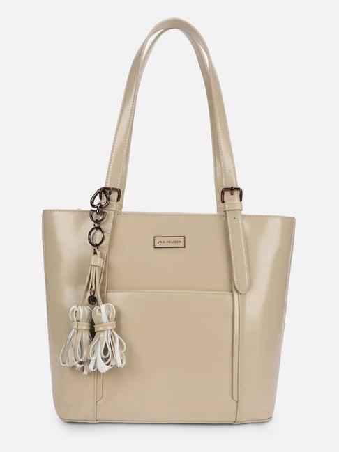 van heusen beige pu solid tote handbag