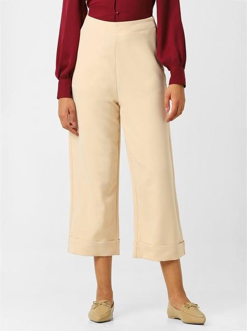 van heusen beige regular fit mid rise trousers