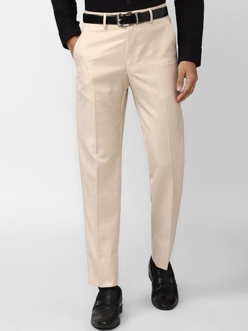 van heusen beige regular fit trousers