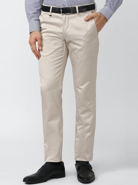 van heusen beige slim fit trousers