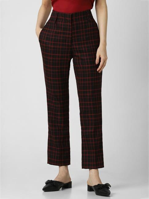 van heusen black checks trousers