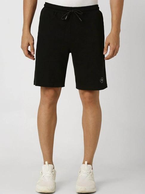 van heusen black cotton regular fit shorts