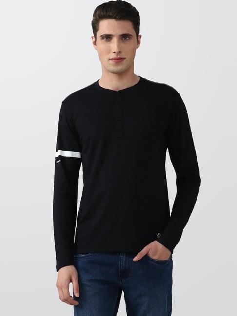van heusen black cotton regular fit t-shirts