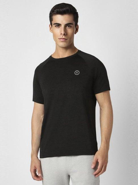 van heusen black cotton slim fit t-shirt