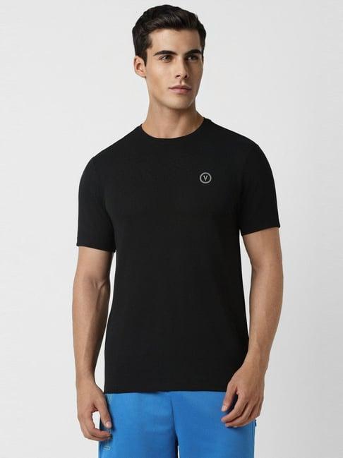 van heusen black cotton slim fit t-shirt