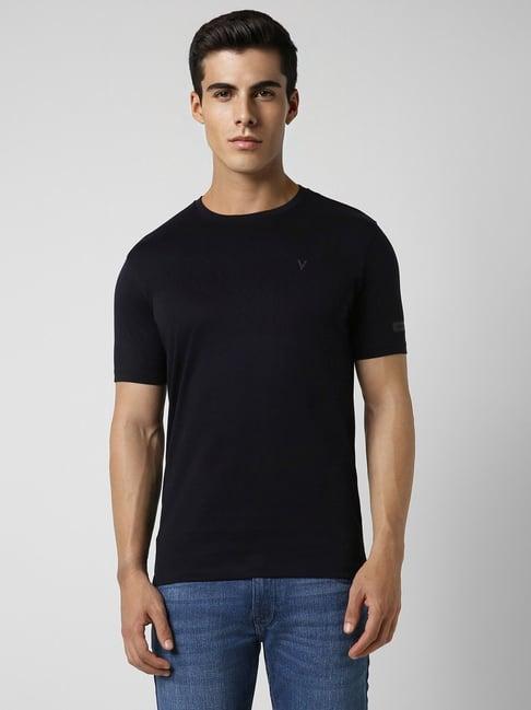 van heusen black cotton slim fit t-shirt