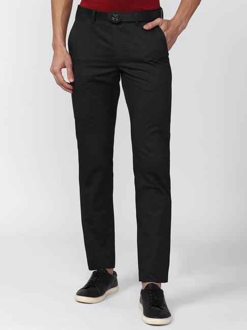 van heusen black cotton slim fit trousers