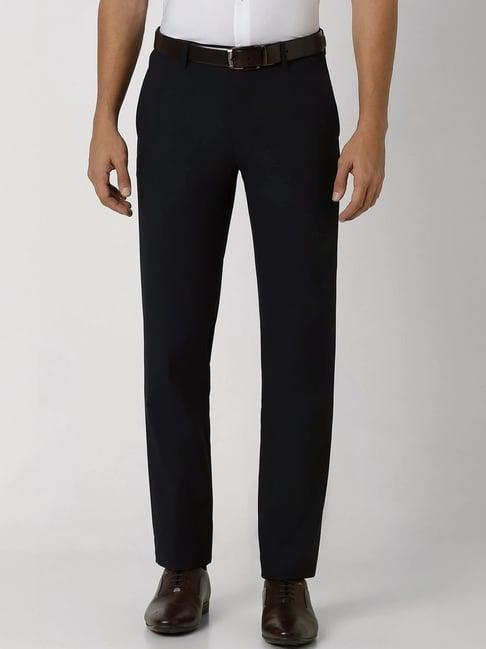 van heusen black cotton slim fit trousers