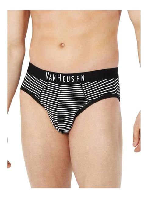 van heusen black cotton striped briefs