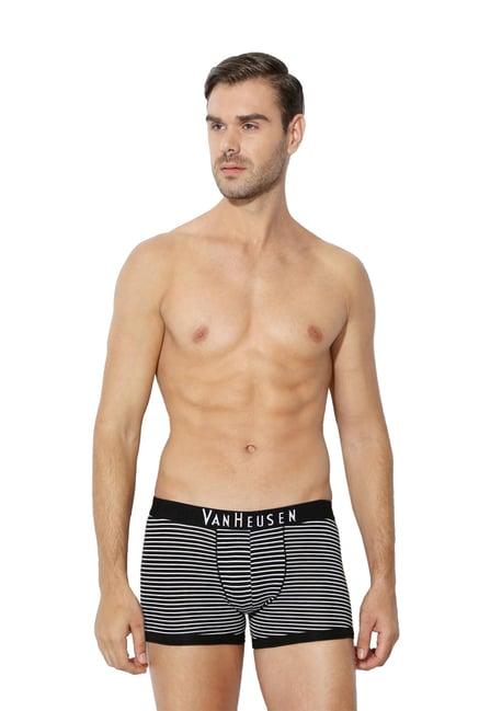 van heusen black cotton striped trunks