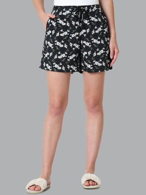 van heusen black floral print shorts