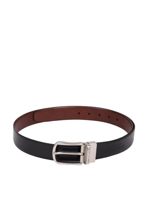 van heusen black leather solid reversible belt for men