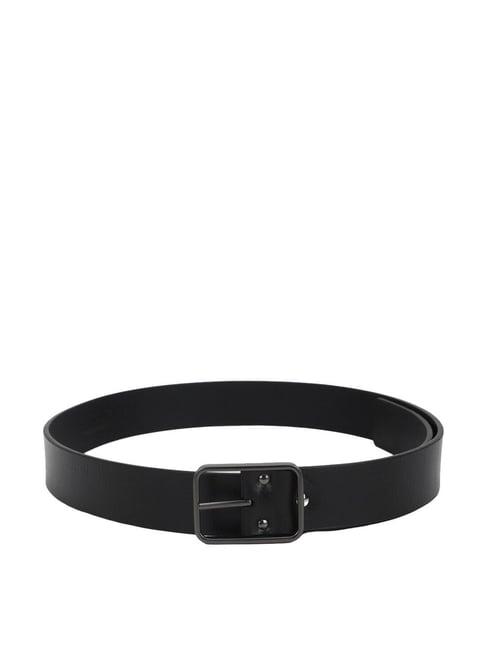 van heusen black leather solid waist belt for men