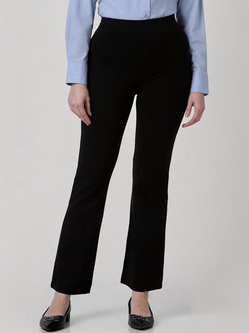 van heusen black mid rise formal trousers