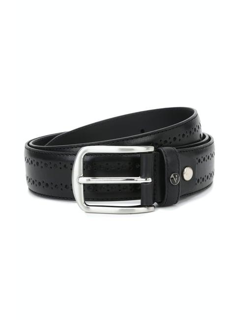 van heusen black perforated formal belt for men