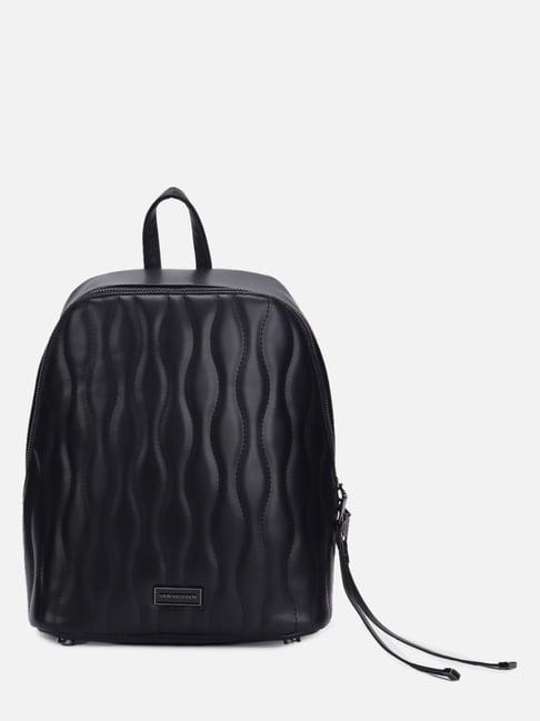 van heusen black pu quilted backpack