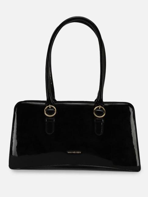 van heusen black pu solid shoulder handbag